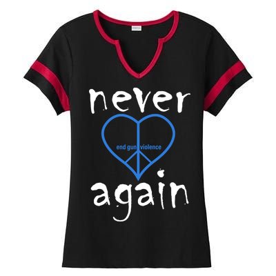 Never Again End Gun Violence Tribute Ladies Halftime Notch Neck Tee