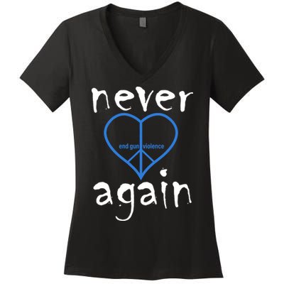 Never Again End Gun Violence Tribute Women's V-Neck T-Shirt