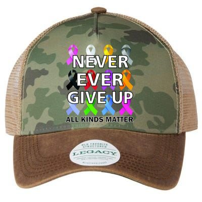 Never Ever Give Up All Kinds Matter Awareness Legacy Tie Dye Trucker Hat