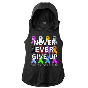 Never Ever Give Up All Kinds Matter Awareness Ladies PosiCharge Tri-Blend Wicking Draft Hoodie Tank