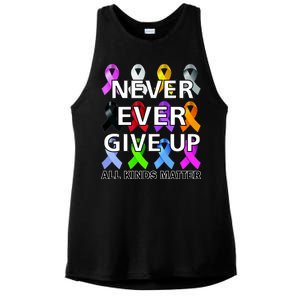 Never Ever Give Up All Kinds Matter Awareness Ladies PosiCharge Tri-Blend Wicking Tank