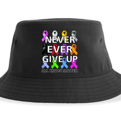 Never Ever Give Up All Kinds Matter Awareness Sustainable Bucket Hat