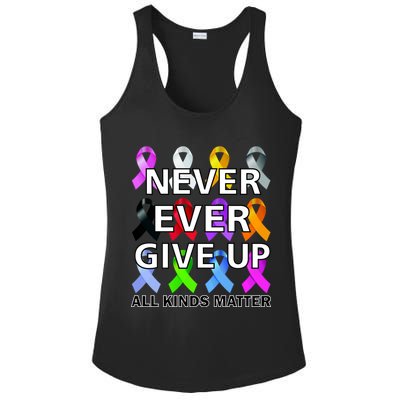 Never Ever Give Up All Kinds Matter Awareness Ladies PosiCharge Competitor Racerback Tank
