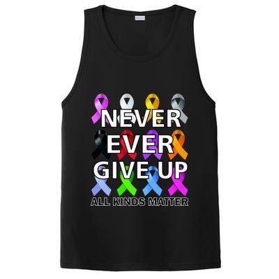 Never Ever Give Up All Kinds Matter Awareness PosiCharge Competitor Tank