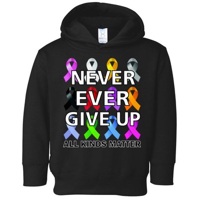 Never Ever Give Up All Kinds Matter Awareness Toddler Hoodie