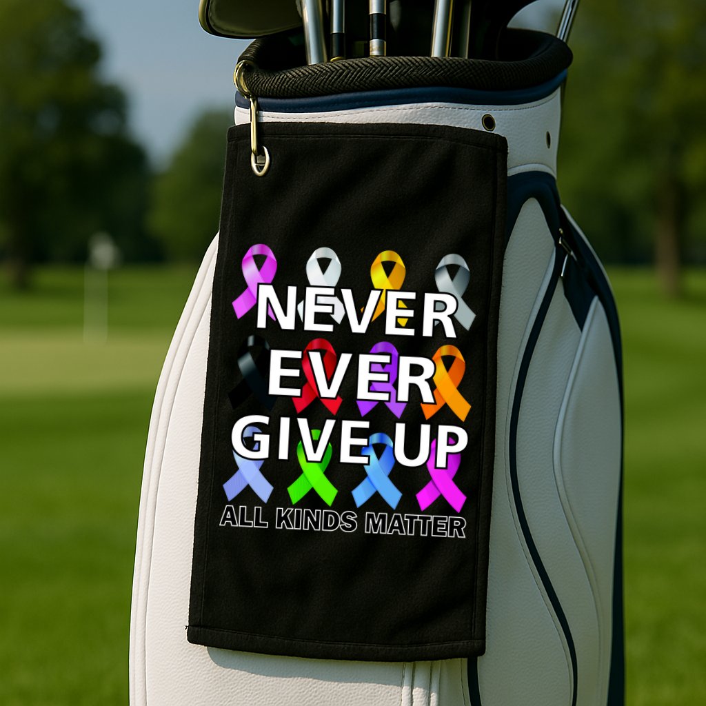 Never Ever Give Up All Kinds Matter Awareness Golf Towel