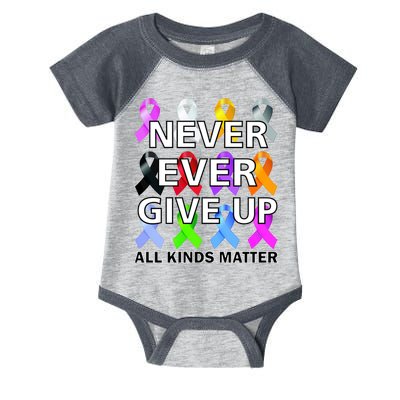Never Ever Give Up All Kinds Matter Awareness Infant Baby Jersey Bodysuit