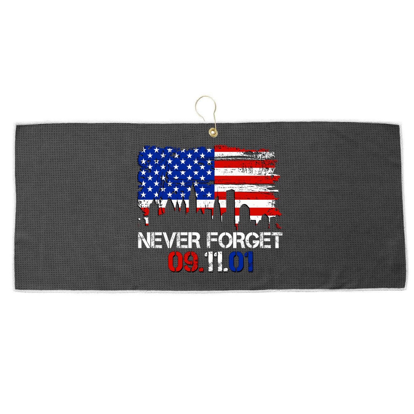 Never Forget 09.11.01 Large Microfiber Waffle Golf Towel