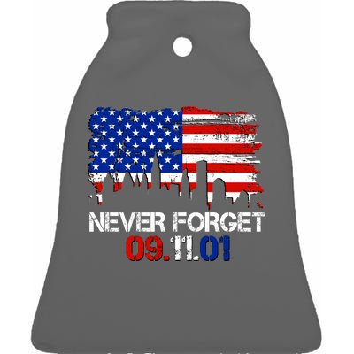 Never Forget 09.11.01 Ceramic Bell Ornament