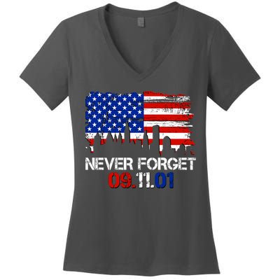 Never Forget 09.11.01 Women's V-Neck T-Shirt