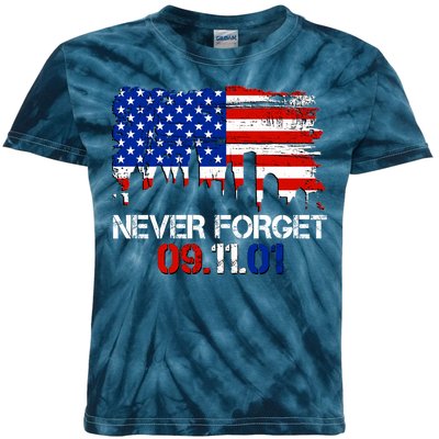 Never Forget 09.11.01 Kids Tie-Dye T-Shirt