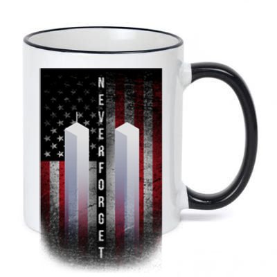 Never forget 9-11 Twin Towers American Flag 11oz Black Color Changing Mug