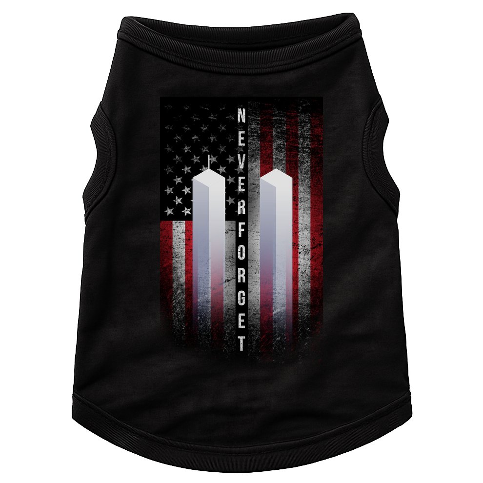 Never forget 9-11 Twin Towers American Flag Doggie Tank