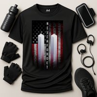 Never forget 9-11 Twin Towers American Flag Cooling Performance Crew T-Shirt