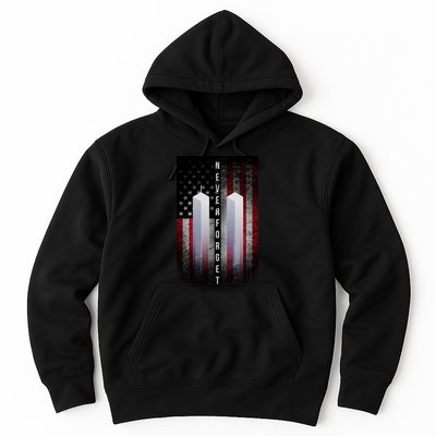 Never forget 9-11 Twin Towers American Flag Hoodie