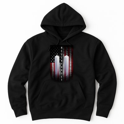 Never forget 9-11 Twin Towers American Flag Hoodie