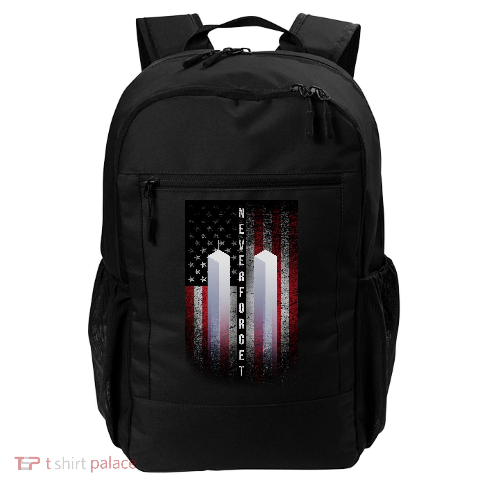 Never forget 9-11 Twin Towers American Flag Daily Commute Backpack