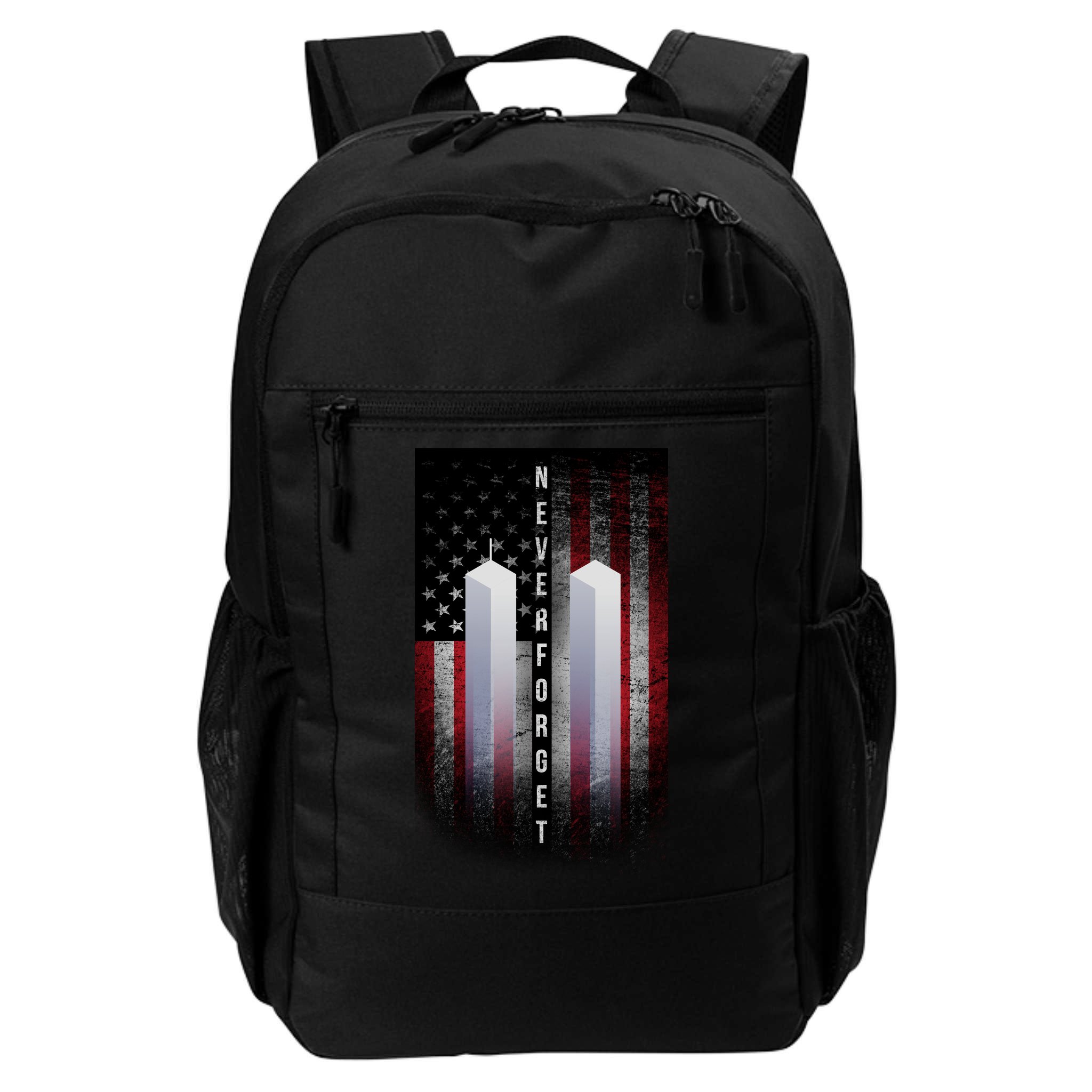 Never forget 9-11 Twin Towers American Flag Backpack