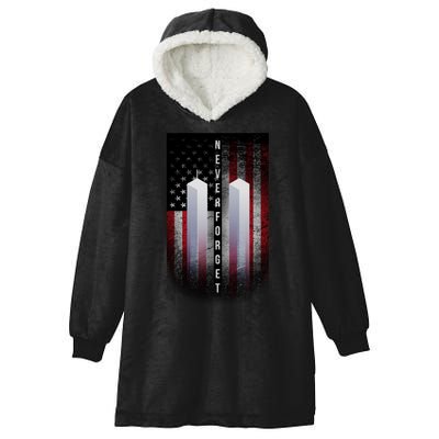 Never forget 9-11 Twin Towers American Flag Hooded Wearable Blanket