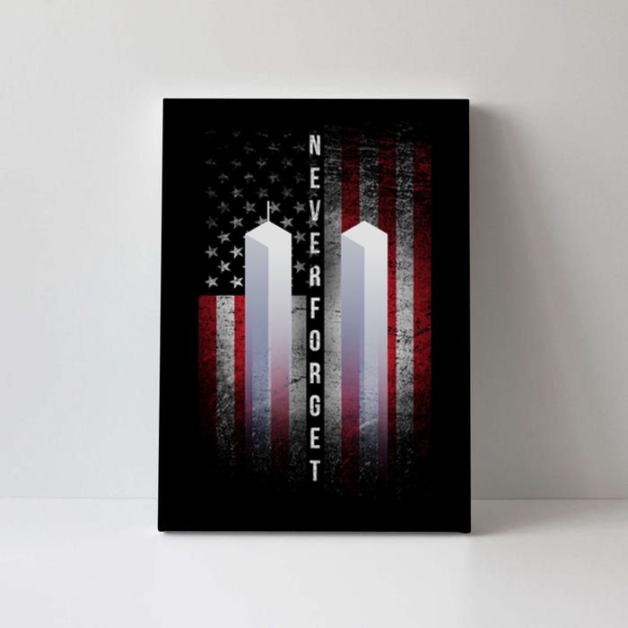 Never forget 9-11 Twin Towers American Flag Canvas