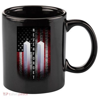 Never forget 9-11 Twin Towers American Flag 11oz C Handle Ceramic Mug