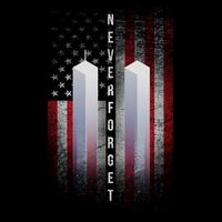 Never forget 9-11 Twin Towers American Flag Drawstring Bag