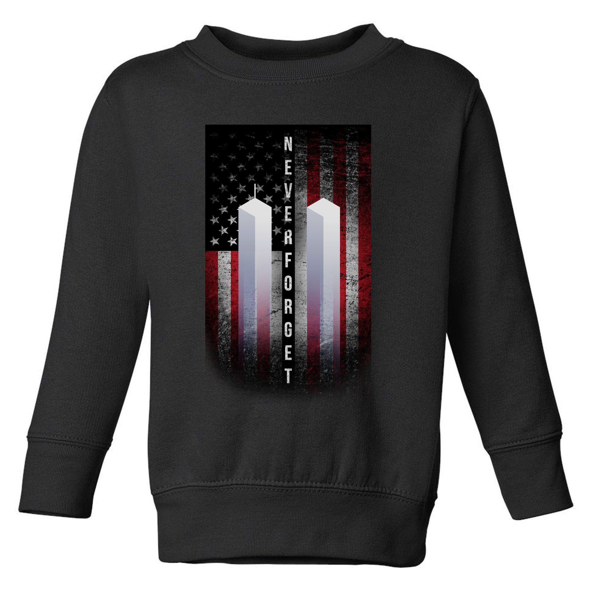 Never forget 9-11 Twin Towers American Flag Toddler Sweatshirt
