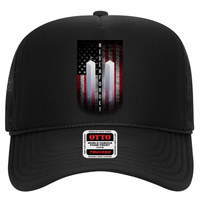 Never forget 9-11 Twin Towers American Flag Trucker Hat