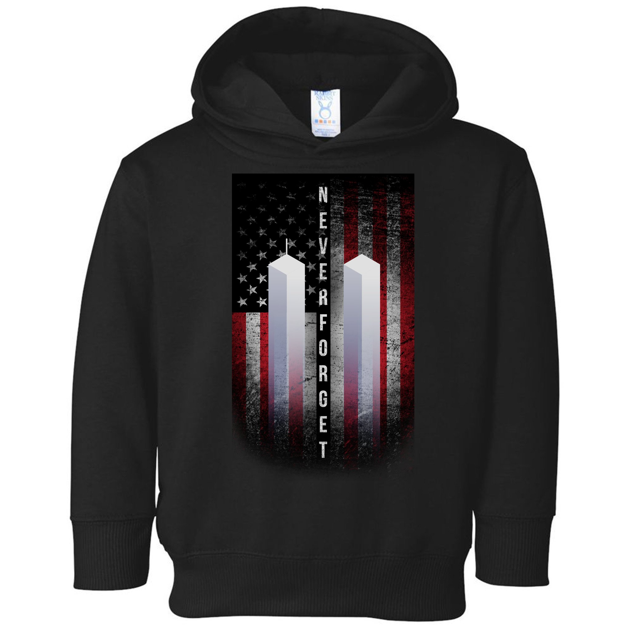 Never forget 9-11 Twin Towers American Flag Toddler Hoodie