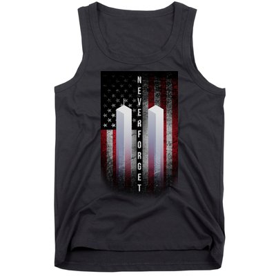 Never forget 9-11 Twin Towers American Flag Tank Top