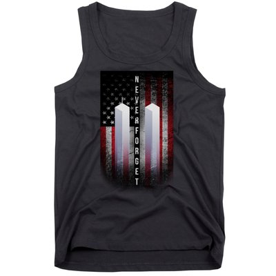 Never forget 9-11 Twin Towers American Flag Tank Top