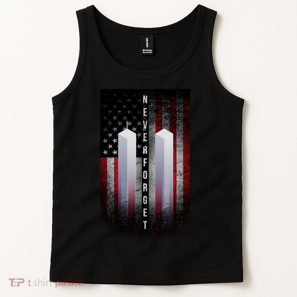 Never forget 9-11 Twin Towers American Flag Tank Top