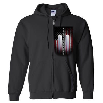 Never forget 9-11 Twin Towers American Flag Full Zip Hoodie