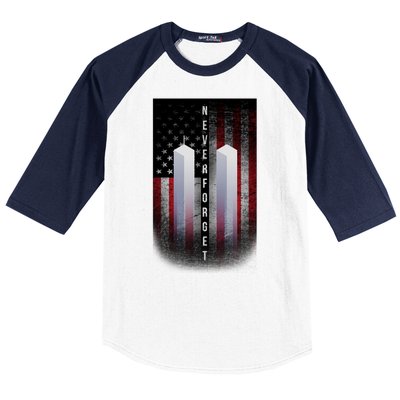 Never forget 9-11 Twin Towers American Flag Baseball Sleeve Shirt