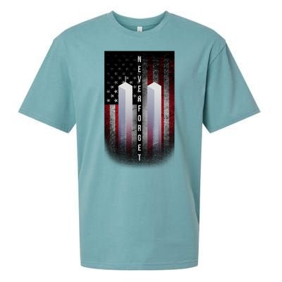 Never forget 9-11 Twin Towers American Flag Sueded Cloud Jersey T-Shirt