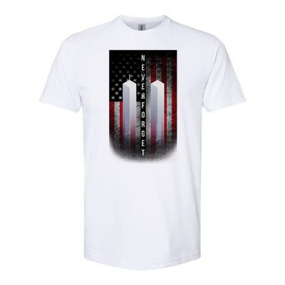 Never forget 9-11 Twin Towers American Flag Softstyle® CVC T-Shirt