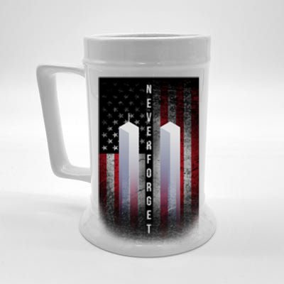 Never forget 9-11 Twin Towers American Flag Beer Stein