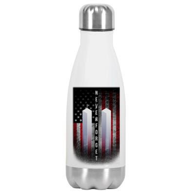 Never forget 9-11 Twin Towers American Flag Stainless Steel Insulated Water Bottle