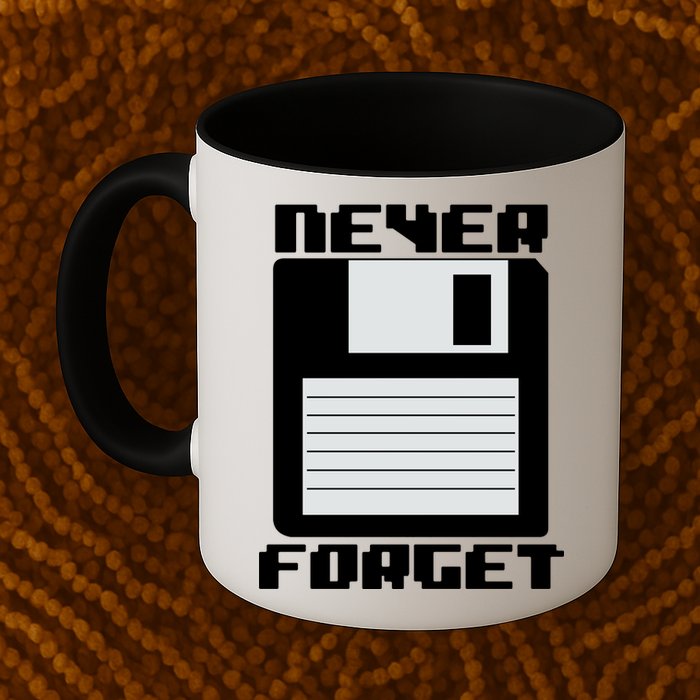 Never Forget Floppy Disc Retro Mug