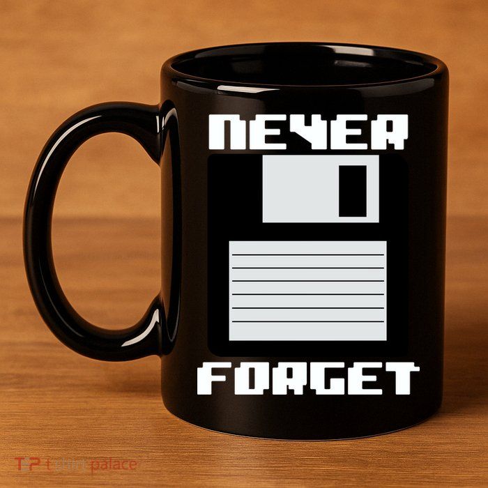 Never Forget Floppy Disc Retro 11oz C Handle Ceramic Mug