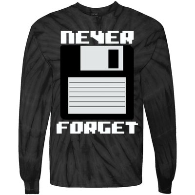 Never Forget Floppy Disc Retro Tie-Dye Long Sleeve Shirt