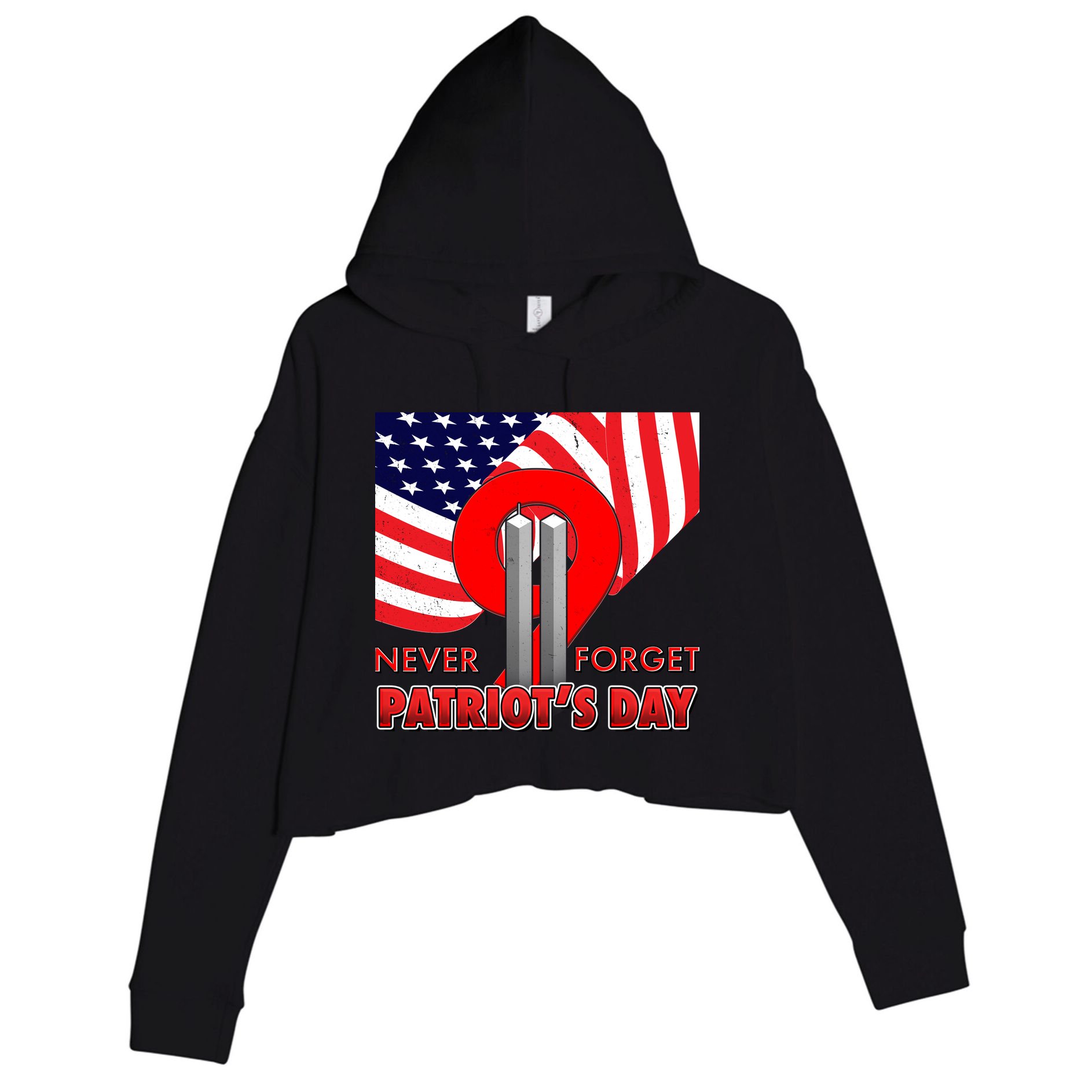 Never Forget Patriot Day 911 Crop Fleece Hoodie