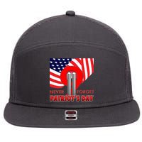 Never Forget Patriot Day 911 7 Panel Mesh Trucker Snapback Hat