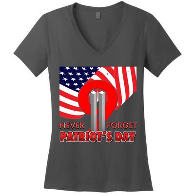 Never Forget Patriot Day 911 Women's V-Neck T-Shirt