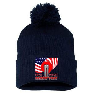 Never Forget Patriot Day 911 Pom Pom 12in Knit Beanie