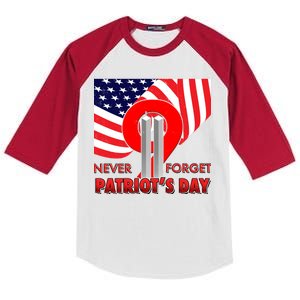 Never Forget Patriot Day 911 Kids Colorblock Raglan Jersey