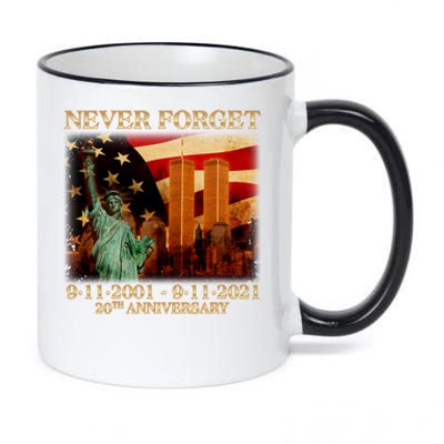 Never Forget September 11 9/11 20th Anniversary 11oz Black Color Changing Mug