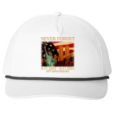 Never Forget September 11 9/11 20th Anniversary Snapback Five-Panel Rope Hat