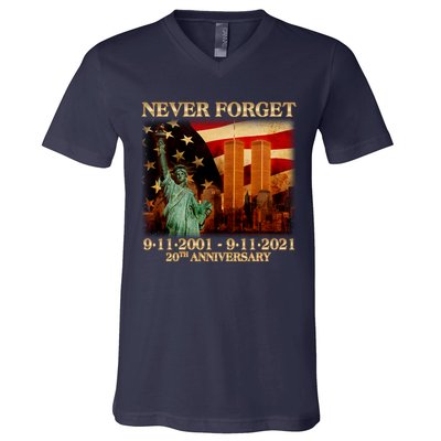 Never Forget September 11 9/11 20th Anniversary V-Neck T-Shirt