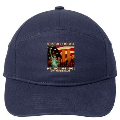 Never Forget September 11 9/11 20th Anniversary 7-Panel Snapback Hat